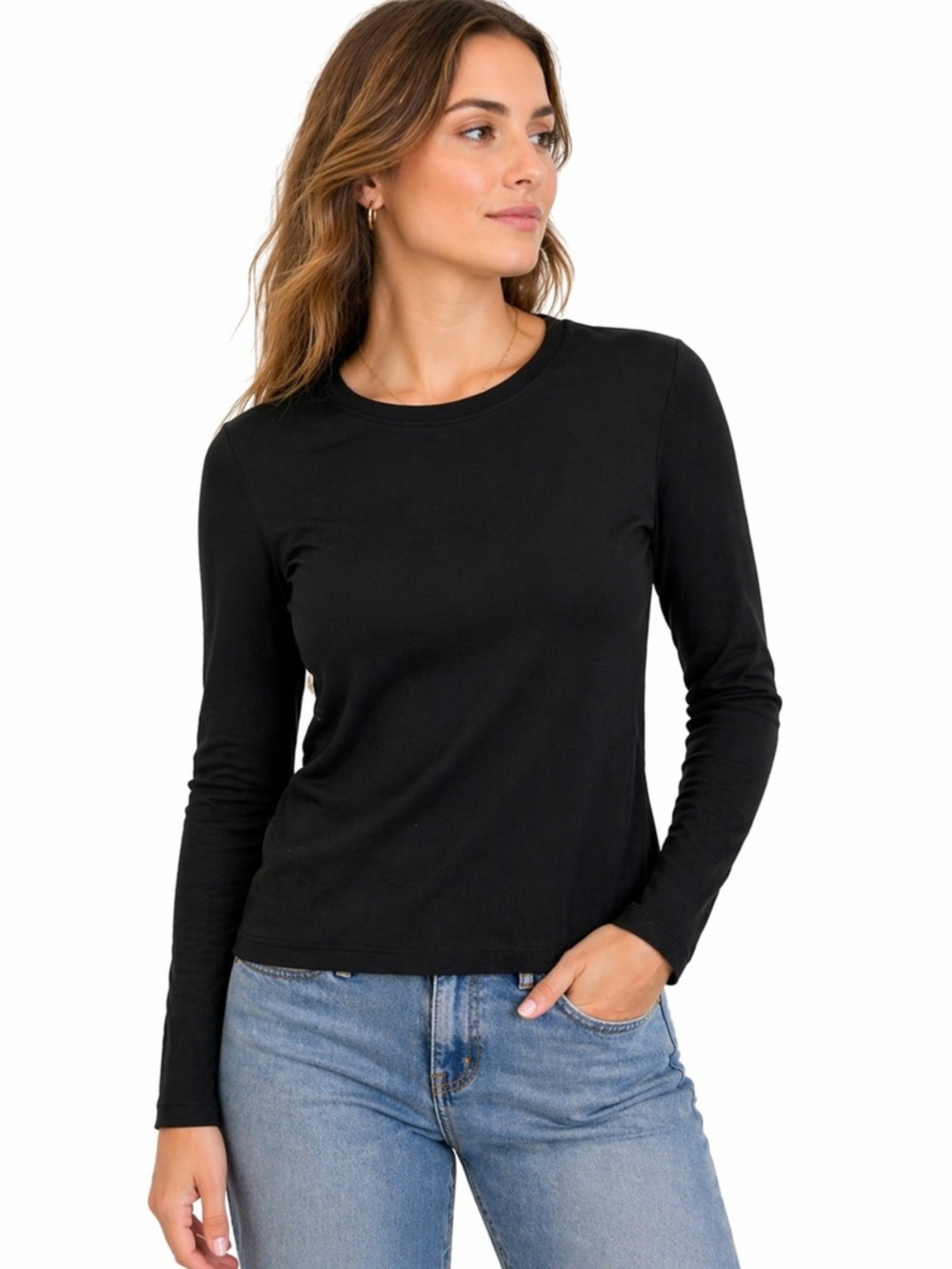 Banana Republic Black Pima Cotton Long Sleeve Timeless Tee — Size M